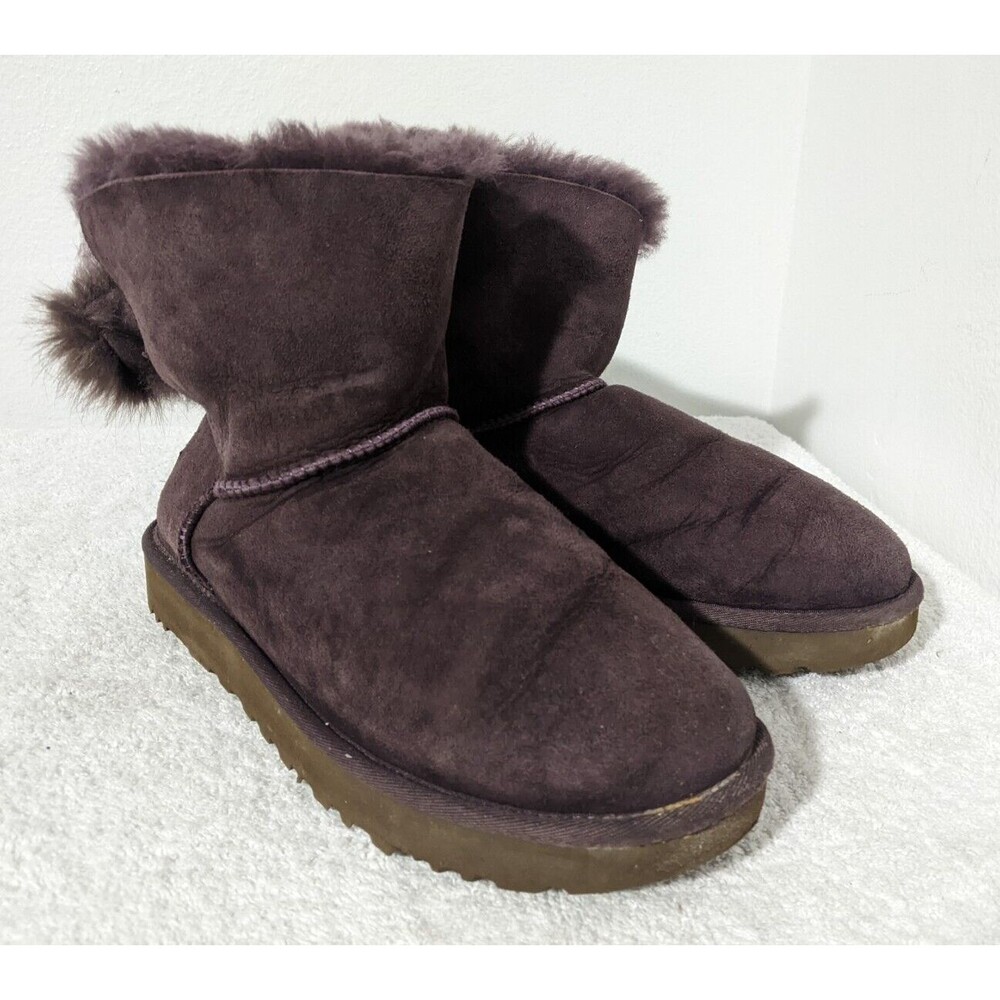 Ugg Mini Classic Winter Boots Puff Crystal Bow Purple Women’s Size US 9